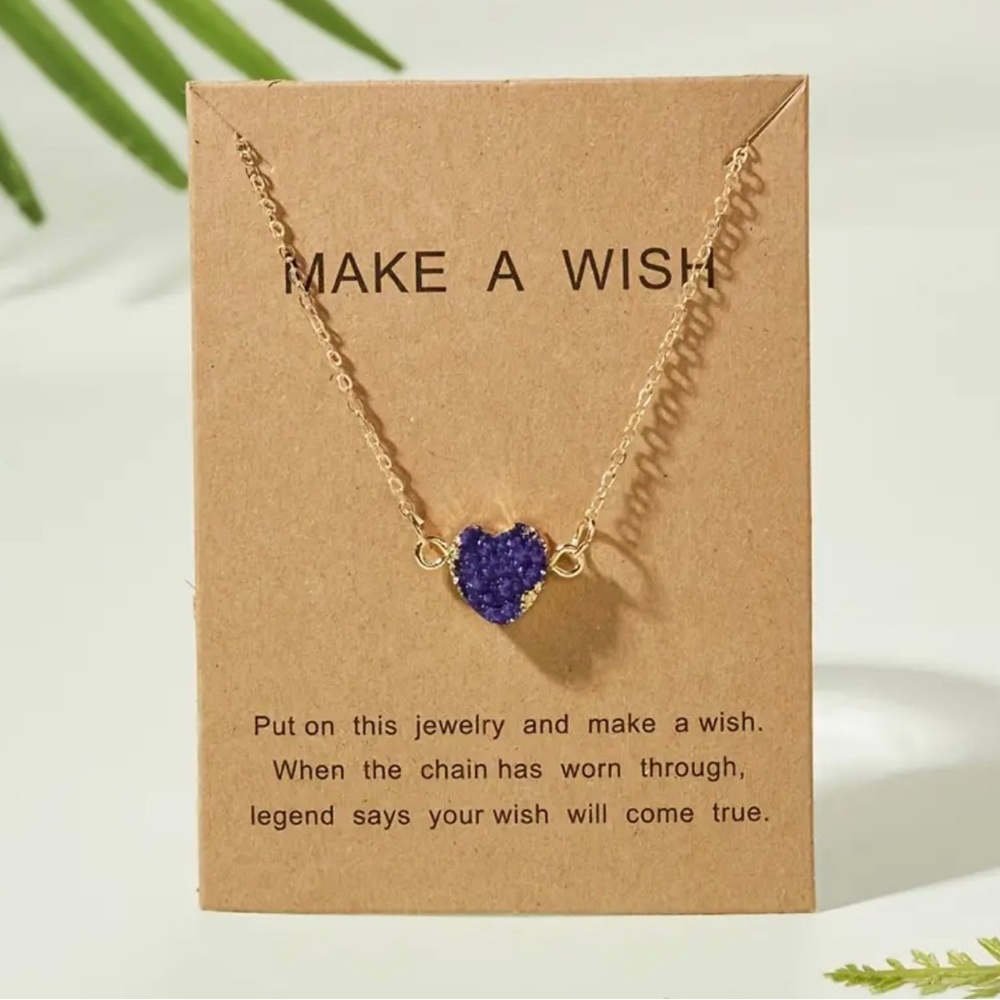 🆕 Purple Druzy Crystal Heart Necklace
